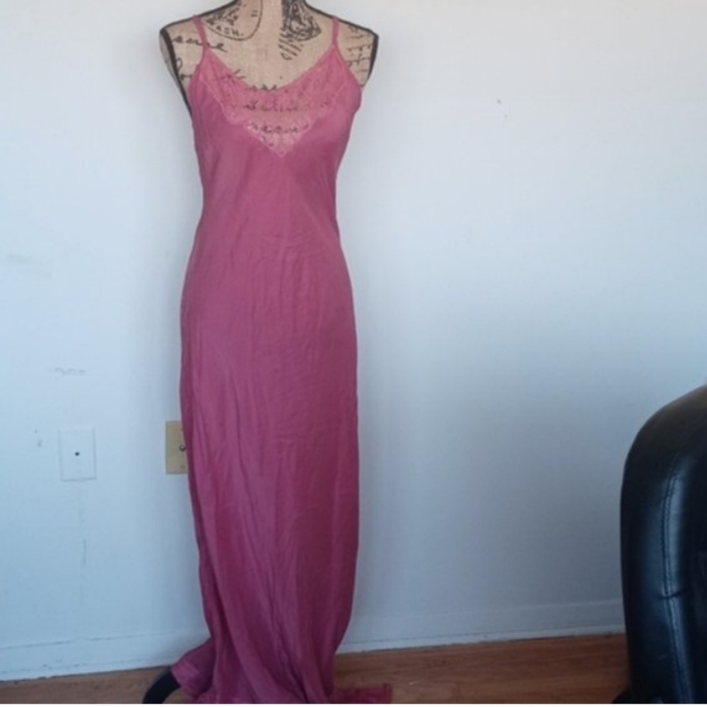NWT Poupette St Barth Ciao Silk Lace Slip Open Back Maxi Dress Sz L